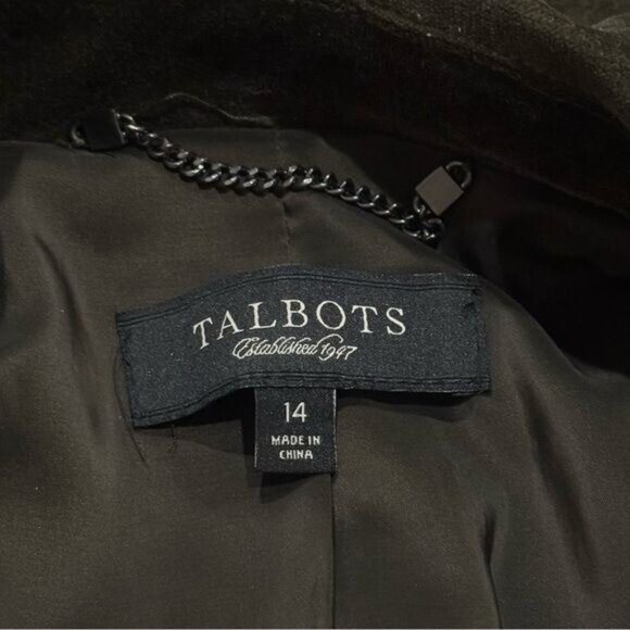 Talbots Dark Green Faux Velour Chunky Button Elevated Blazer Career Holiday 14 - Picture 7 of 10